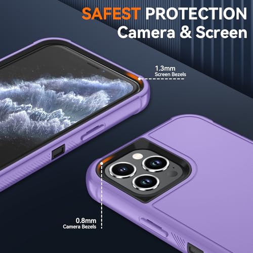 Image of SunStory Compatible with iPhone 11 Pro Case with HD Screen Protector, 3-Layer Heavy Duty Full-Body Cover,3 in 1 Hybrid Protective Case for iPhone 11 Pro 5.8 inch,Violet