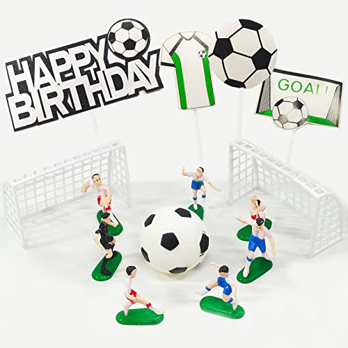 Taekooki 27 Pièces Football Cake Topper Décoration, Cupcakes de Sport, Décorations de Gâteau Sportives en Forme de Ballon de Football, pour Enfants, Garçons, Fans De Football Cover
