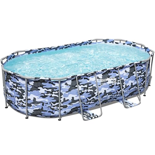 Bestway: Steel Pro Max - Oval Swimming Pool Set - 14' x 8'2' x 39.5, Blue Camo - Above Ground,...