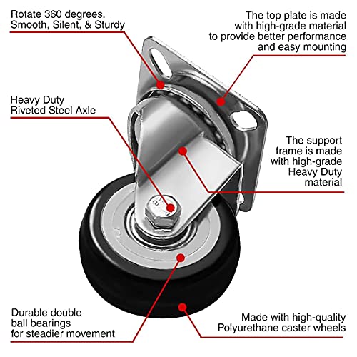 Online Best Service PG-LD 4 Pack Caster Wheels Swivel Plate Casters thumb #2