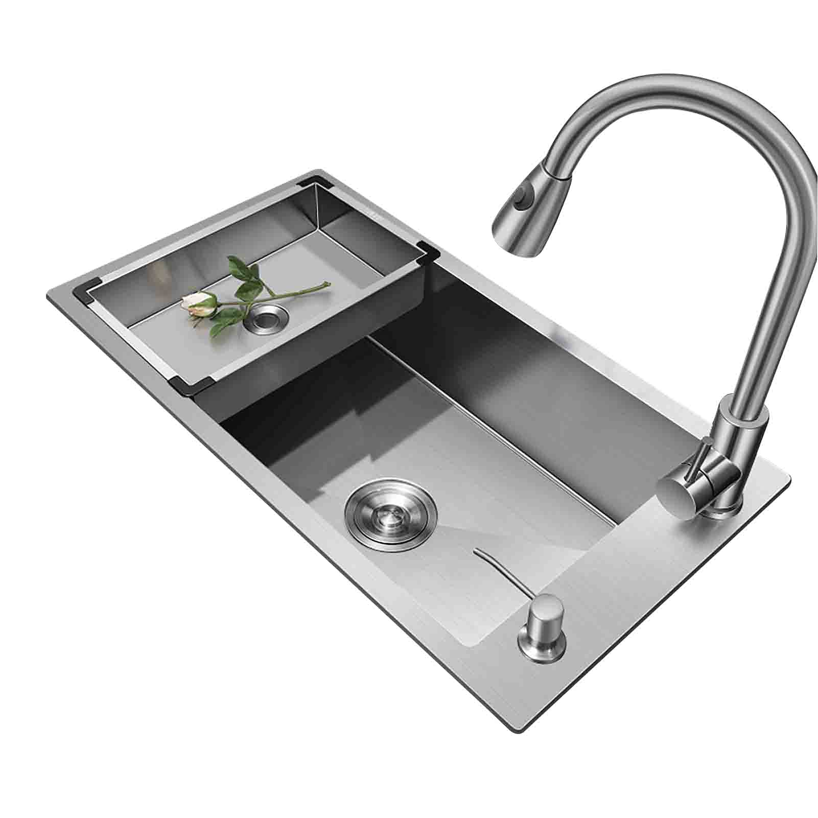 Évier de cuisine sous plan carré 24" en acier inoxydable de 22cm