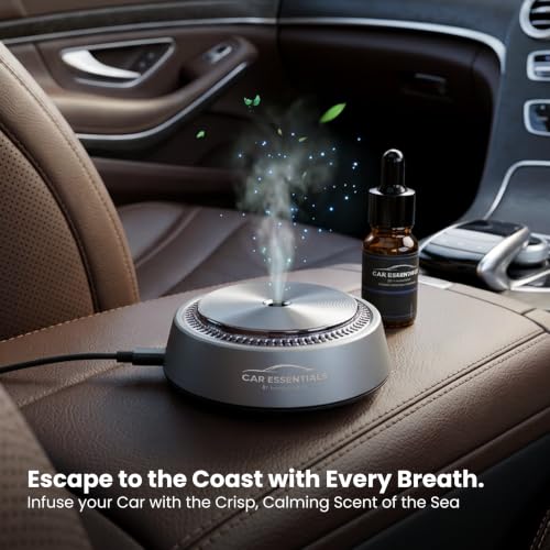 Image of HomeEssentials Smart Car Air Freshener Diffuser, Automatic Fragrance Diffuser for Car, Adjustable Scent Intensity, USB Rechargeable, Quiet Aromatherapy Air Freshener for Car, SUV