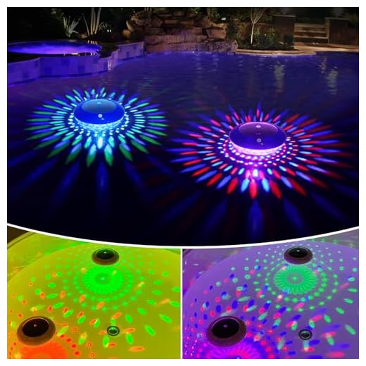 FirstE Solar Floating Pool Lights, RGB Color Changing Pool Floating Light, IP68 Waterproof LED Solar Pool Lights That Float, Hangable Auto ON Off for Above In Ground Pools Wedding Party Decoration (2)