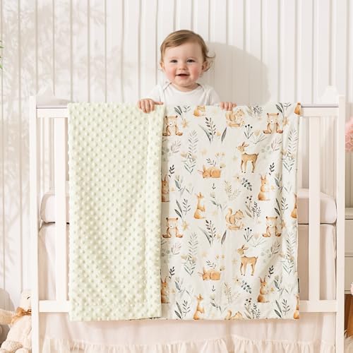 PHF Minky Baby Blanket, 30x40 Inches Soft Toddler Blanket with Double Layer Dotted Backing for Boys, Reversible Crib Receiving Blanket Bed Throws for Newborns, Infant, Babies, Woodland, 30x40 Inches by PHF - Image 6