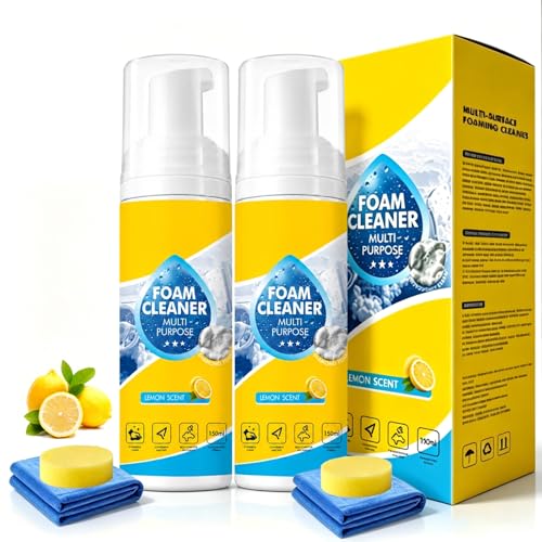4-In-1 Multi-Enzyme Foam Cleaner Foam Cleaner Multi Purpose Powerful & Multipurpose Car Interior Foam Cleaners All-Purpose Deep Cleaning Spray for Car Interior Deep Clean Cars Kitchen (2Pcs 10 oz)