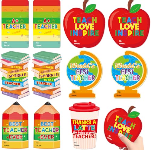 Fancy Land Teacher Gift Card Holder Back to School Teacher Appreciation Gift Cards Sleeves for Kids Students Gratitude Supplies 12Pcs