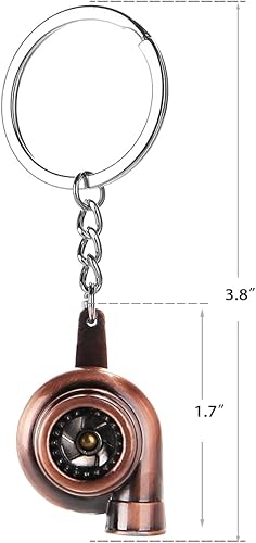 Vista 5 de CKE Llavero creativo de turbina de coche con diseño de pieza de automóvil (bronce)