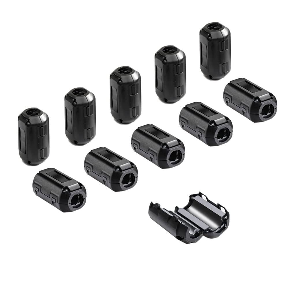 Aiqeer 10 Pcs Clip-on Ferrite Ring Core, EMI RFI Noise Suppressor Cable Clip, Anti-Interference High-Frequency Filter (3.5 mm Inner Diameter)