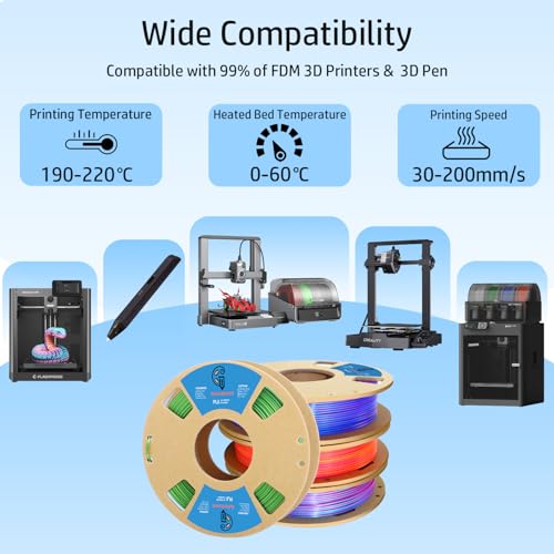 Image of Goto Guard Silk Dual Color Filament Bundle, Rainbow 3D Printer PLA Filament 1.75mm, Silk Coextrusion Multicolor 3D Printing Filament for Most 3D Printer, 200gX 4 Spools