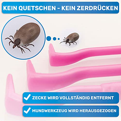 BluePet 3er Set Zeckenhaken für Hunde, Katze, Pferd & Mensch I Zeckenhebel als bewährter Zeckenentferner zur Zeckenzangen I Alternative zu Zeckenpinzette, Zeckendreher, Zeckenschutz & Zeckenmittel