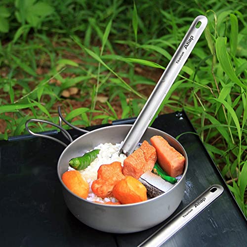Atiap Titanium Long Handle Spoon Spork, 8.46" Long Titanium Camping Spoon With Polished Bowl, Suitable For Outdoor Camping Hiking Picnic (Spoon) #TOP5