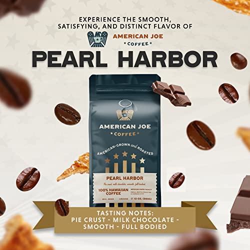 American Joe Pearl Harbor 100% Us Grown Specialty Coffee Roasted In Kansas City Medium-Dark | Ground 12Oz Gourmet Artisan Grade American Grown American Made Hawaiian Coffee #TOP1