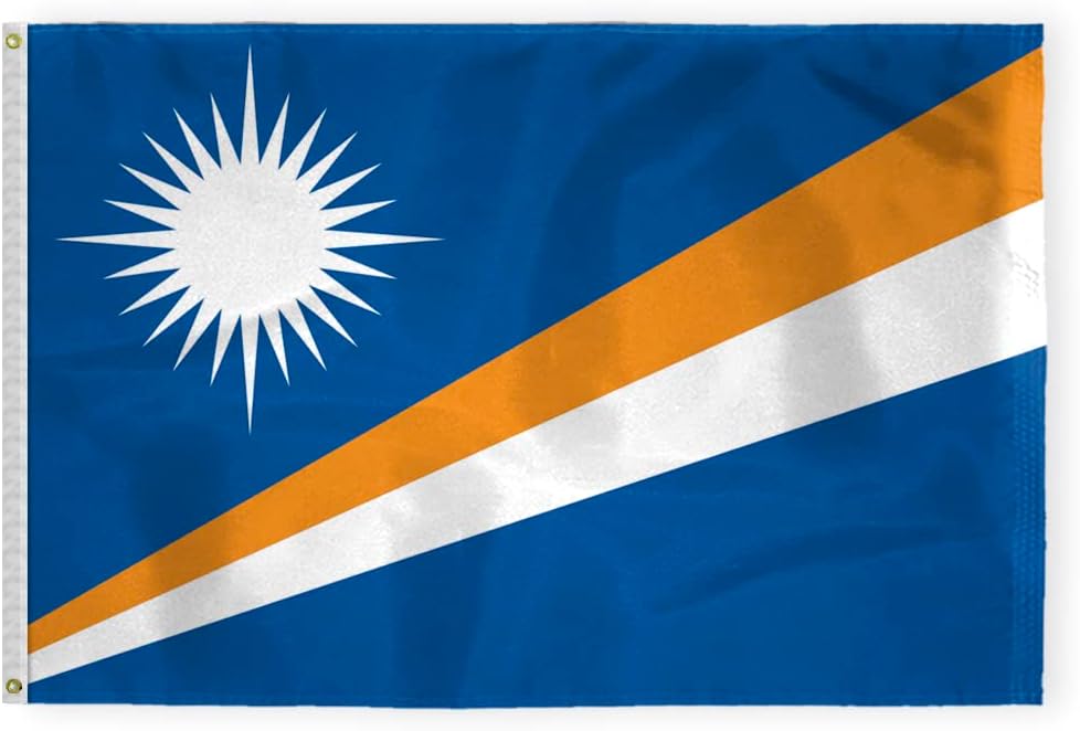 AGAS Marshall Islands Flag 2x3 ft Outdoor 200D Nylon Double Stitched Hem Rust Proof Brass Grommets Canvas Header