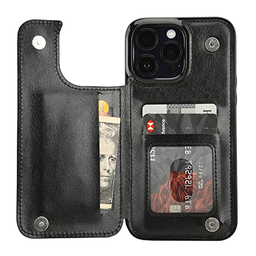 Image of uCOLOR Compatible with iPhone 13 Pro Wallet Case with Card Holder Slots Marble Flip Leather RFID Kickstand Phone Wallet Cover for Women and Girls 6.1 inch (Black Leopard, iPhone 13 Pro 6.1 inch)