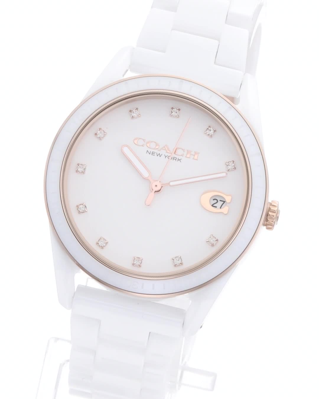 Amazon | [コーチ]レディース 腕時計 PRESTON 白文字盤 セラミック