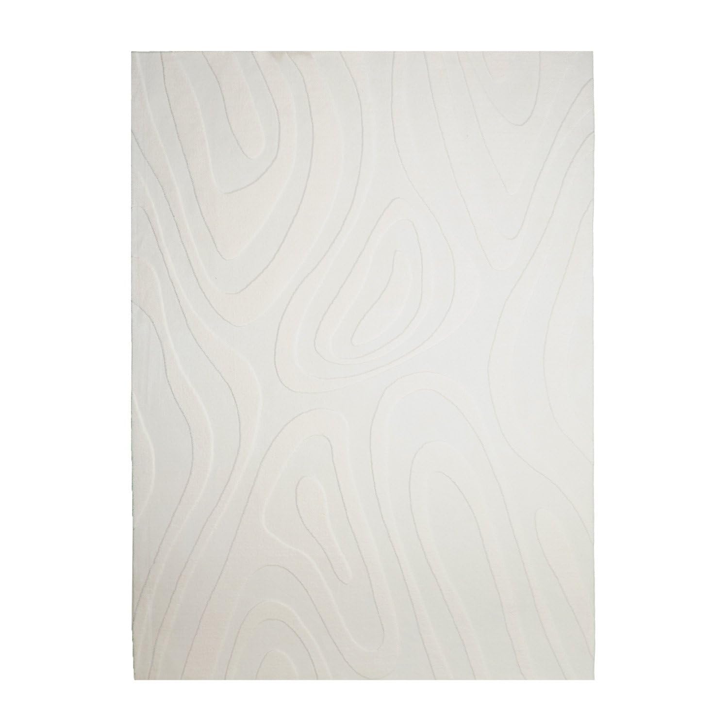 FRAAI | Home & Living Tapis de Salon scandinave - Charm Shapes Blanc - Poil Court - Rectangulaire - 140x200 cm