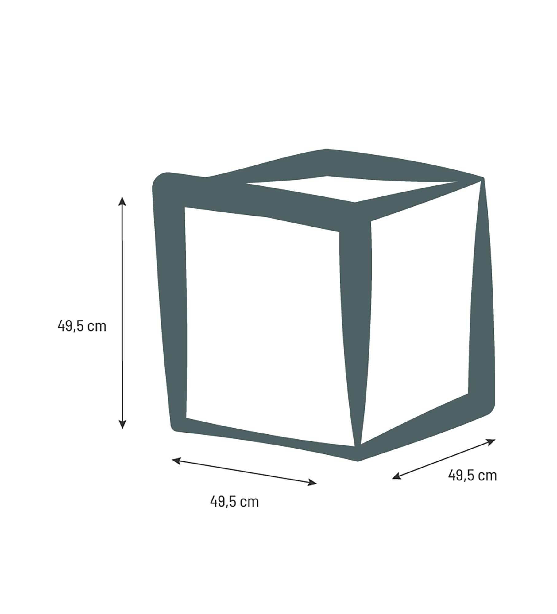 EDA - Vaso quadrato 50 cm Basalto - 57 litri - Decorazione in finto calcestruzzo - Utilizzabile in interni ed esterni - Area di ritenzione idrica per limitare l'irrigazione - 49,5 x 49,5 x 49,5 cm