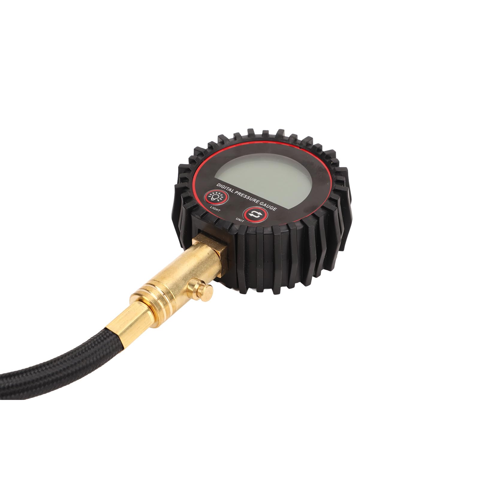 Manomètre Numérique de Pression de Pneu, Outil Pneumatique de Gonfleur de Pneu Robuste de 0 à 200 PSI Avec Tuyau Flexible et écran LCD Rétroéclairé pour Voiture, Camion, SUV, Moto