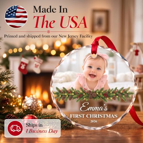 Image of Baby's First Christmas Ornament 2026, Personalized for Boy or Girl