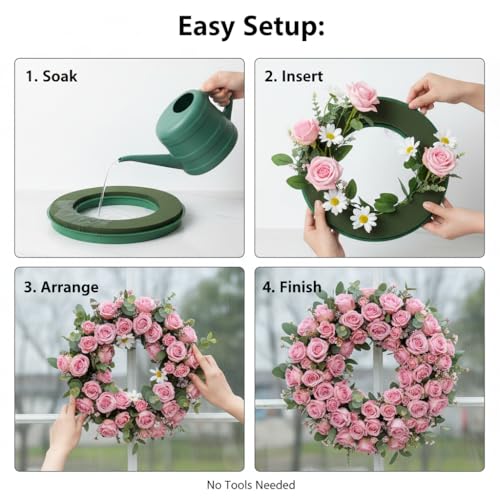 Bague en mousse florale verte YARNOW 30cm avec ventouses pour table