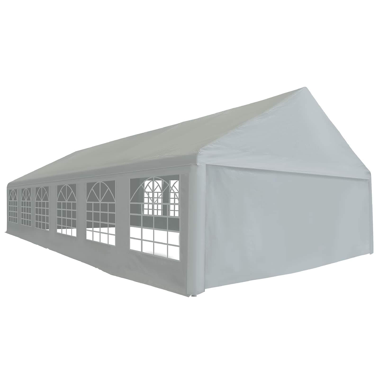 Carpa gris 12x6m de PE impermeable para jardín y eventos con paredes laterales