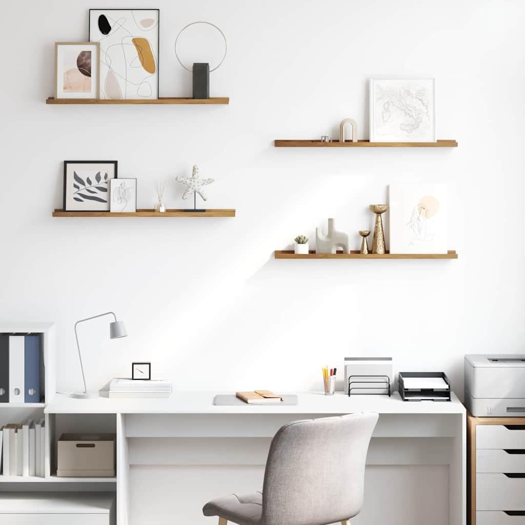 Set di 4 mensole da parete, 80 x 9 x 3 cm, in legno, stile moderno, per quadri e decorazioni in soggiorno, camera da letto e ufficio