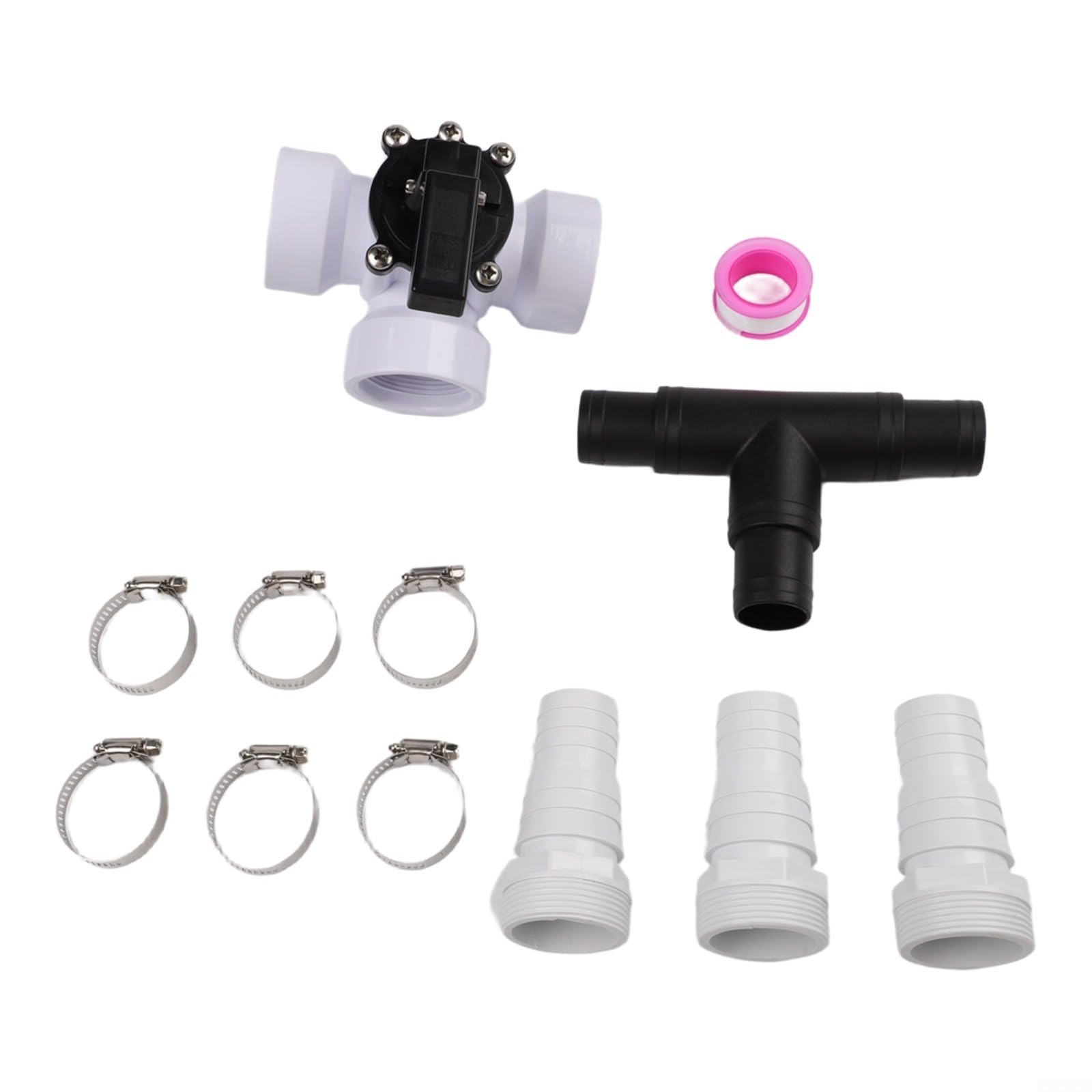 Valvola deviatrice per piscina, a 3 vie, 3,8 cm, in PVC, per controllo del flusso d'acqua di piscine e spa, include connettori e morsetti