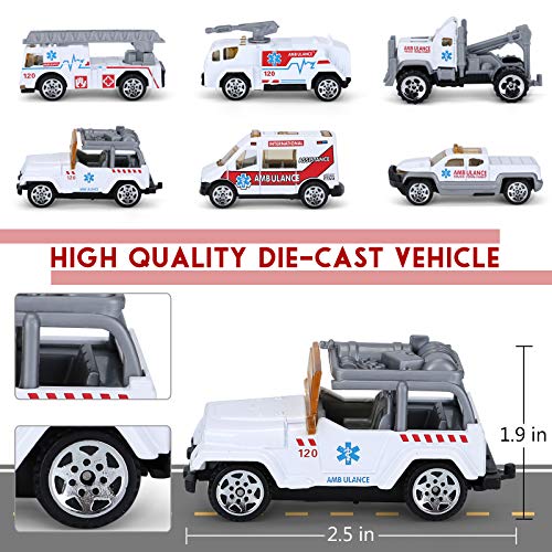 Airplane Toy Kids Plane 15 Inches Large With Light And Sound For 3 4 5 6 7 Year Old Boys Girls Toddlers, Ambulance Aircraft Toy Vehicle Play Set With Traffic Signs And 6 Rescue Trucks #TOP5