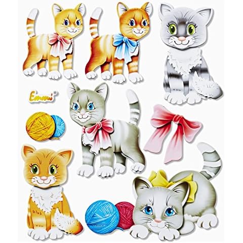 Stickerkoenig 3D XXL for Children's Bedroom Wall Sticker Set - Cute Cat Kitten Cover