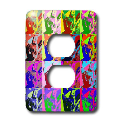 Chat Pop Art 2 Prise plaque murale décorative 3dRose lsp_80 - 3