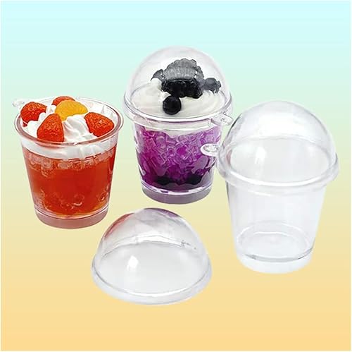 Miniatura 6 de KOOBOOK 20 tazas de frappuccino para café frío, casa de muñecas, simulación en miniatura, vasos de plástico para tartas y helados (con tapa de