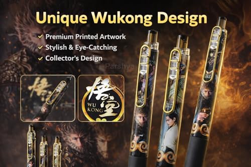 Image of KiddieWorld Premium Gel Pen Set (4 Pieces) 0.5mm Black Or Blue Ink Smooth Writing Pens with Soft Grip Anime Design Stylish Gift Set for Students Office Journaling Stationery Lovers