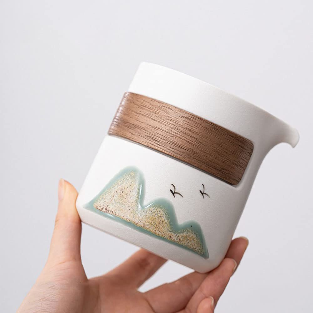 Set da tè giapponese da viaggio con borsa/custodia, teiera in ceramica con infusore e tre tazze da tè Gongfu/Kungfu, manico in legno giapponese, borsa da viaggio portatile (bianco)