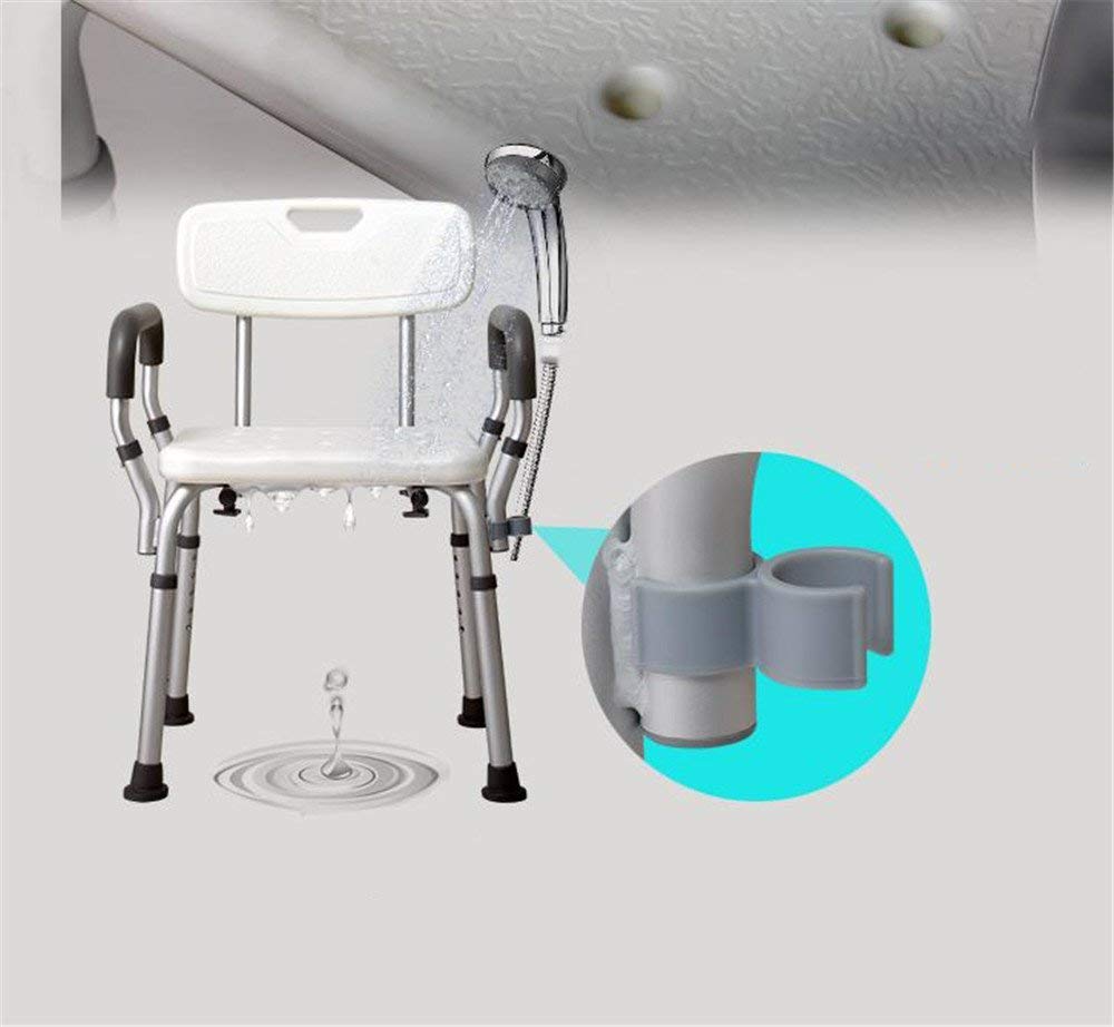 Taburete de ducha, asiento elevador, taburete para discapacitados, banco de transferencia, spa, baño, resistente, ajustable, 3 alturas, sin herramientas, montaje antideslizante (brazos traseros)