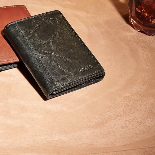 Image of Fossil Men's Neel Leather Trifold with ID Window Wallet, Black, (Model: ML3869001)