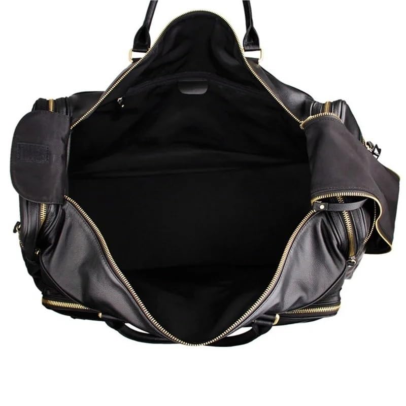 Business Leather Mens Travel Bag Waterproof Leather Overnight Bag for Male Hand Luggage Men Weekend Bag,D-58.5 * 35.5cm3