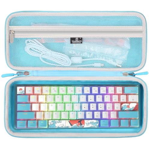 Tourmate Hard Storage Case for 60% Snpurdiri/DIERYA/Owpkeenthy/MageGee/TMKB/Camiysn 60% Percent Keyboard - Travel Box for RK Royal KLUDGE/CORBOBO WK61 Mechanical Keyboard(Only Box) (Cyan)