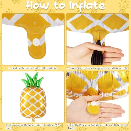 Image of 12 Pcs Pineapple Balloons, Pineapple Foil Balloons, Large Fruit Mylar Balloon for Summer Themed Party Birthday Baby Shower Decorations (12 Pcs)