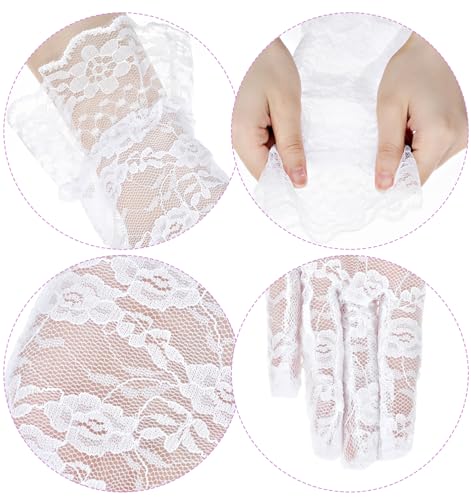 2 Pair White Lace Gloves for Women, Vintage Bridal Wedding & Opera Gloves, Tea Party Evening Prom Accessories4