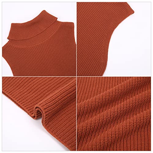 Image of Womens Sleeveless Sweater Vest Turtleneck Ribbed Knit Tank Tops Basic Slim Fit Top