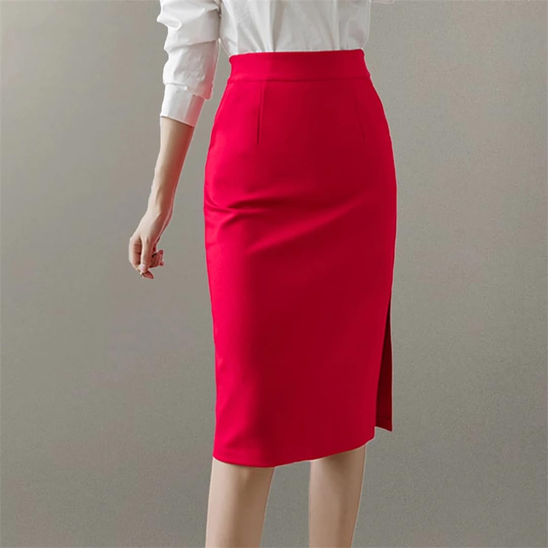Gonne a matita da donna a vita alta elasticizzate HIPS gonne midi nere da ufficio con tasche