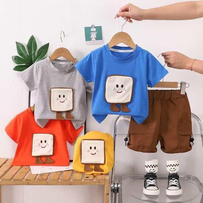 Image of Bold N Elegant Unisex Child Cotton Solid - Be Bold Inside & Elegant Outside T-Shirt And Shorts Clothing Set