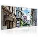 Produktbild Topquadro XXL Wandbild, Leinwandbild 100x50cm, Havanna Rotes Auto, Straße und Alte Gebäude, Kuba und Farben - Panoramabild Keilrahmenbild, Bild auf Leinwand - Einteilig