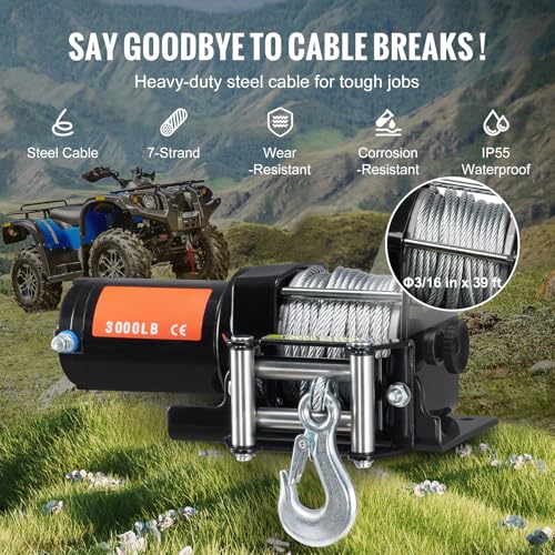 Winch Eléctrico Happybuy 3000 lb 12V para ATV/UTV miniatura 4