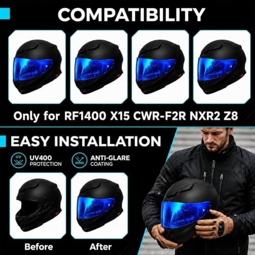 Image of PSLER RF-1400 RF 1400 visor - CWR-F2R Face Shield Helmet Visor Motorcycle Helmet Shield Accessories Replacement for RF 1400 CWR-F2R NXR2 Z8,Deep Blue