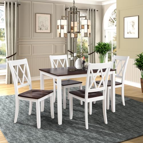 Amazon.com - Giantex 5-Piece Wooden Dining Set, Modern Rectangular ...