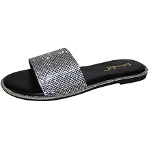 Bonnibel Womens rhinestone Flat Slide Sandals