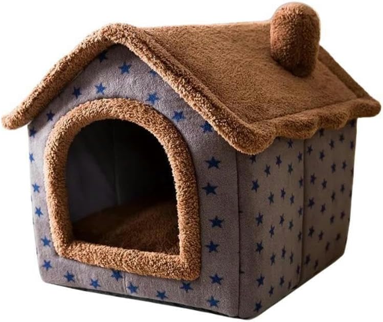 Pet Bed Pet Bed Foldable Cat Bed Pet Dog House Winter Cat Villa Kennel Removable Warm Nest Tents Pet Supplies-Brown Bear-S(30x36x31cm)