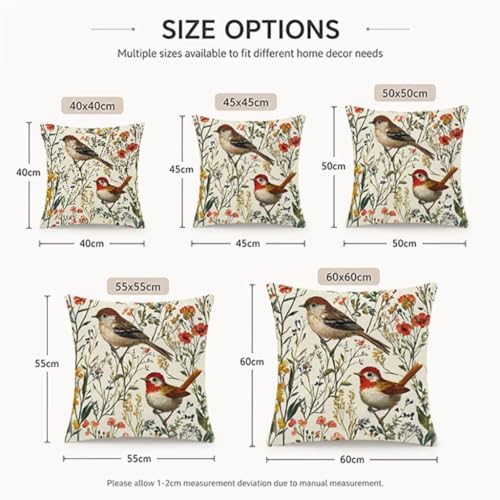 Coussin exterieur impermeable oiseau 60x60 cm lin de2 - 8