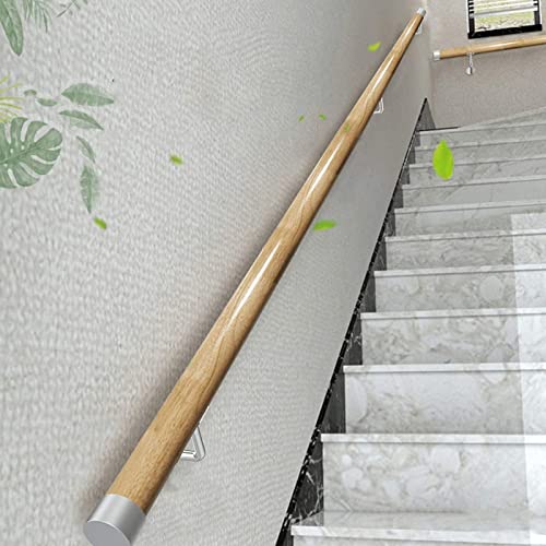 Escalera de madera antideslizante con soportes de pared de 180 cm, barandilla de seguridad para niños mayores para escaleras interiores y exteriores